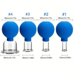 Vacuum Cupping Glass Jar Cellulite Massager For Face Acupuncture Hijama Suction Cup Reduce Puffiness Health Care Face Sucker - Blue