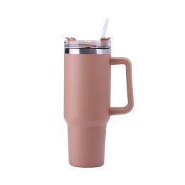 40oz Stainless Steel Handle Bottle Car Cup Double-layer Vacuum Iced Beer Cup Outdoor Portable Travel Insulation Cup - Chocolate - 40oz