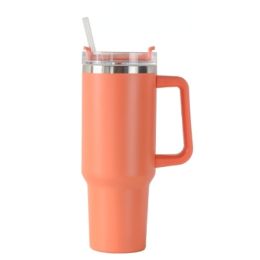 40oz Stainless Steel Handle Bottle Car Cup Double-layer Vacuum Iced Beer Cup Outdoor Portable Travel Insulation Cup - orange red - 40oz