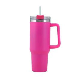 40oz Stainless Steel Handle Bottle Car Cup Double-layer Vacuum Iced Beer Cup Outdoor Portable Travel Insulation Cup - Red - 40oz