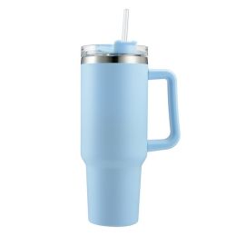 40oz Stainless Steel Handle Bottle Car Cup Double-layer Vacuum Iced Beer Cup Outdoor Portable Travel Insulation Cup - Sky Blue - 40oz