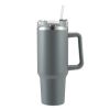 40oz Stainless Steel Handle Bottle Car Cup Double-layer Vacuum Iced Beer Cup Outdoor Portable Travel Insulation Cup - Grey - 40oz