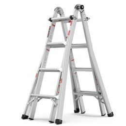 Multi position foldable engineering multifunctional aluminum alloy ladder A-type ladder straight ladder 17ft for home - Model 17