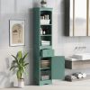 Tall Bathroom Cabinet, Freestanding Storage Cabinet with Drawer, MDF Board, Adjustable Shelf, Green - as Pic