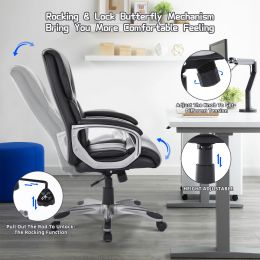 Comfortable Office Chair with Bonded Leather and PVC Upholstery, Adjustable Armrests, and Gas Lift - as Pic