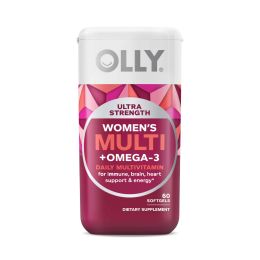 OLLY Ultra Strength Women's Multi + Omega-3 Softgels, Daily Vitamin, 60 Count - OLLY