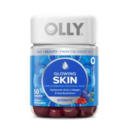 OLLY Glowing Skin Vitamin Gummy with Hyaluronic Acid, Supplement, Plump Berry, 50 Count - OLLY