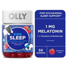 OLLY Kids Sleep Gummy Supplement, 0.5 Melatonin, L Theanine, Raspberry, 50 Count - OLLY