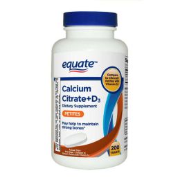 Equate Calcium Citrate + D3 Petites Tablets Dietary Supplement;  200 Count - Equate