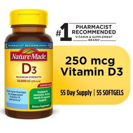 Nature Made Vitamin D3 10000 IU Maximum Strength Softgels;  55 Count - Nature Made