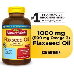 Nature Made Flaxseed Oil 1000 mg Softgels;  Dietary Supplement;  180 Count - Nature Made