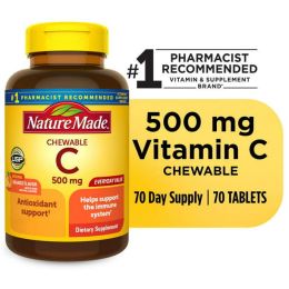 Nature Made Chewable Vitamin C 500 mg Tablets;  Dietary Supplement;  70 Count - Nature Made