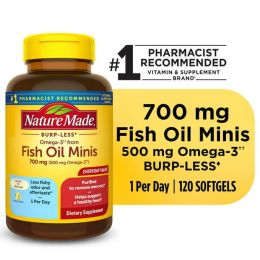 Nature Made Burp Less Omega 3 Fish Oil Supplements;  700 mg Softgels;  120 Count - Nature Made