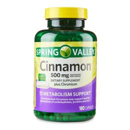 Spring Valley Cinnamon Plus Chromium Capsules Dietary Supplement;  500 mg;  180 Count - Spring Valley