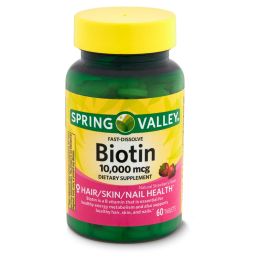 Spring Valley Fast-Dissolve Biotin Dietary Supplement;  10; 000 mcg;  60 Count - Spring Valley