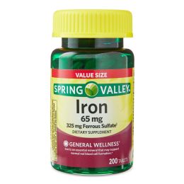 Spring Valley Iron Tablets Dietary Supplement Value Size;  65 mg;  200 Count - Spring Valley