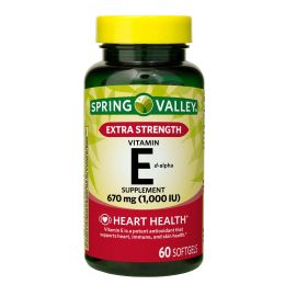 Spring Valley Extra Strength Vitamin E D-Alpha Softgels Supplement;  670 mg (1; 000 IU);  60 Count - Spring Valley