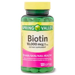 Spring Valley Biotin Softgels;  Dietary Supplement;  10; 000 mcg;  120 Count - Spring Valley