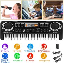 61 Keys Digital Music Electronic Keyboard Electric Piano Musical Instrument Kids Learning Keyboard - Black