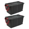 40 Gallon Wheeled Industrial Tote Plastic, Black, Set of 2 - Black - 6