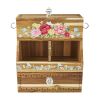 Acacia Wood Coffee Pod and Tea Bag Kitchen Organizer Drawer, Brown/Floral - Brown/Floral