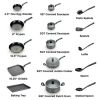 Easy Care Nonstick Cookware, 20 Piece Set, Grey, Dishwasher Safe - Gray