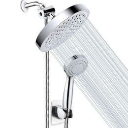 High Pressure Rainfall Shower Head/Handheld Combo, Luxury Modern Chrome Plated with 60'' Hose Anti-leak with Holder - Chrome