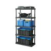 5 Tier 18"x 36"x70.2" Ventilated Plastic Wall Shelf Unit, 750lb Capacity, Black - Black