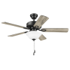 44" Black Traditional LED Ceiling Fan with 5 Blades, Light Kit, Pull Chains & Reverse Airflow - Black