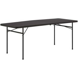 6 Foot Bi-Fold Plastic Folding Table, Black - Black