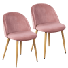 Velvet Dining Chairs with Wood Legs, Set of 2, Aqua - Pink