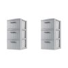 3 Drawer Weave Tower Plastic, White, Set of 2 - Cement