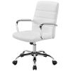 Adjustable Mid-Back Faux Leather Swivel Executive Office Chair, White - White