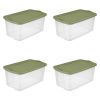 120 Qt. EZ Carry Plastic, Clear/Sage Legume, Set of 4 - Clear/Sage Legume - 4.0