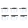 72 Quart Clear Plastic Grey Latches Black Lid Tote Set of 6 - Set of 6