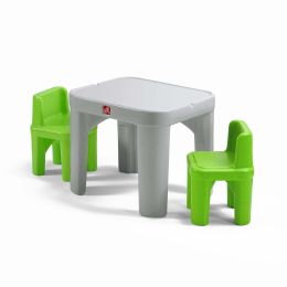 Mighty My Size Kids Plastic Table and Chairs Set, Gray - Gray