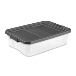 40 Quart Modular Stacker Box, Flat Gray, Case of 6 - Case of 6