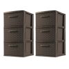 3 Drawer Weave Tower Plastic, White, Set of 2 - Espresso