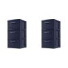 3 Drawer Weave Tower Plastic, White, Set of 2 - Blue