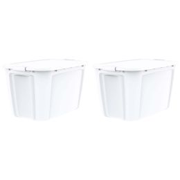 44 Gallon White Plastic Latching Lid Tote Set of 2 - Set of 2