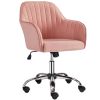 Velvet Mid-Back Task Chair with Armrests, Gray - Pink