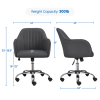 Velvet Mid-Back Task Chair with Armrests, Gray - Gray