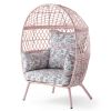 Kid's Ventura Outdoor Pink Wicker Stationary Egg Chair - Pink