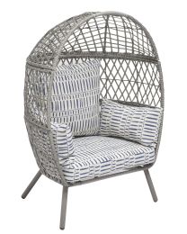 Kid's Ventura Outdoor Pink Wicker Stationary Egg Chair - Gray