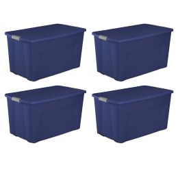 45 Gallon Wheeled Latch Tote Plastic, Stadium Blue, Set of 4 - Stadium Blue - 4.0