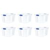 72 Quart Clear Plastic Blue Latches Clear Lid Tote Set of 6 - Set of 6