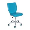 Mid-Back Office Chair with Matching Color Casters, Teal Faux Leather - Teal II