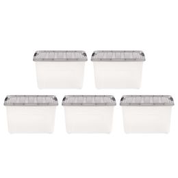 40 Quart Clear Plastic Storage Box, Gray, Set of 5 - Set of 5