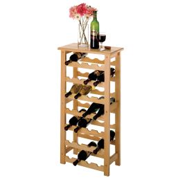 Wood Napa 28-Bottle Compact Sized Wine Rack, Natural Finish - Natural Finish