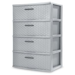 Sterilite 4 Drawer Wide Weave Tower Cement - Cement